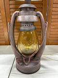 Lantern Lamp w/Burlap Shade, WORKS