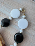 Black & White Beaded Necklace with Zebra Print Accents