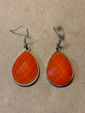 Gold & Orange Teardrop Earrings