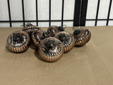 Ribbed Mercury Glass Ornaments, Metallic Bronze/Copper Finish, 7 pc