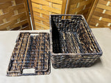 Dark Tone Lidded Woven Basket, 2 Available, PRICED INDIVIDUALLY, $20 EACH