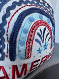 America Embroidered & Embellished Throw Pillow