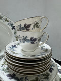 70-Piece Royal Doulton England Burgundy China Set