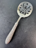 Floral Embossed Repoussé Slotted Spoon with Sterling Silver Handle