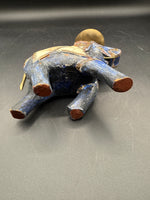 Blue Pearl And Brass Elephant Candle Holder