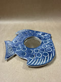 Blue Pottery Fish Wall Hanging Mirror