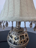 Ornate Resin Accent Lamp with Bead Fringed Shade (WORKS)