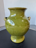 Green Crackled Olive Jar Style Glazed Ceramic Vase