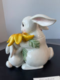 Fitz & Floyd Bunny Blooms Cookie Jar in Box