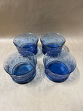 Blue Glass Floral Cereal / Dessert Bowls
