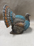 Blue And Orange Wicker Style Resin Turkey