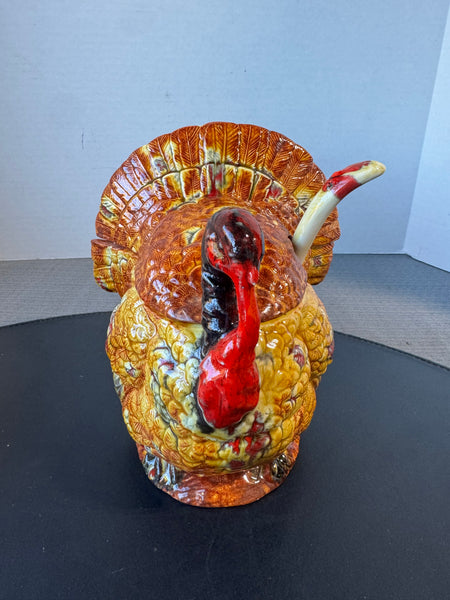 (D) 3-Piece Vintage Ceramic Turkey Soup Tureen with Ladle