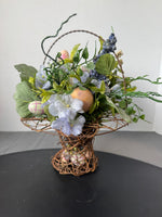 Easter Eggs & Faux Florals in Grapevine Hat Basket