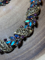 Vintage Lisner Gold Tone/IridescentNecklace & Screw On Earring Set