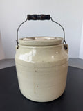 Primitive Antique Lidded Stoneware Crock with Handle