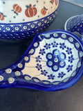 Boleslawiec Hand Made Blue Pumpkin Polish Pottery Lidded Soup Tureen with Ladle