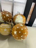 Brown & Yellow Tone Ornament Lot, 12 pc