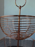 Copper Tone Metal 2-Tier Pedestal Fruit Basket