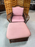Lexington Rattan Wicker Chair & Ottoman with Cushions