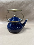 Dark Blue Teapot With Brass Trim And Handle