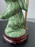 Green Crackled Ceramic Bunny Rabbit Vintage Lamp (WORKS)