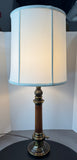 Stiffel Torchiere-Style Table Lamp with Brass Accents & Fluted Wooden Column (WORKS)