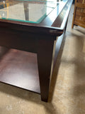 Wood/Glass Rolling Coffee Table