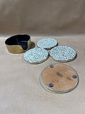 Set Of 4 Round Mosaic Coasters With Case