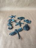 Distressed Metal Miniature Sealife And Bugs Figurines
