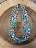 Pale Blue & Clear Beaded Necklace