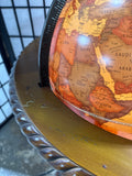 Mid Century Style Illuminated World Globe Table Lamp on Carved Wood Stand