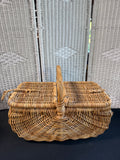 Rustic French Style Double Sided Wicker Picnic Basket READ DESCRIPTION