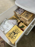 100+ Rubber Stamps in Sterilite 3 Drawer Plastic Rolling Storage Bin (B)