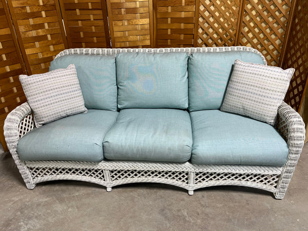 White Wicker Sofa with Cushions