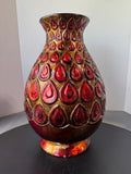 Heather Ann Creations Red & Gold Foil Peacock Ceramic Vase