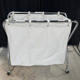 3-Section Rolling Metal Laundry Sorter