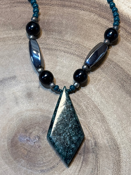 Green, Black & Chrome Necklace