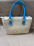 Seagrass Woven Handbag With Turquoise Accents (B)