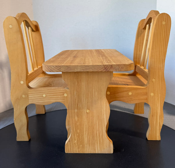 3-Piece Wooden Farmhouse Doll Table & Chairs