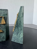 Brass & Green Marble Scales of Justice Vintage Bookends