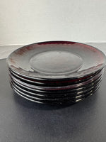 (E) 8-Piece Luminarc France Cristal d’Arques Ruby Red Salad Plates