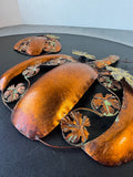 Pair of Metallic Metal Hanging Pumpkins