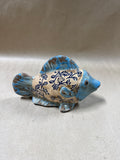 Blue Folk Art Pottery Distressed Fish