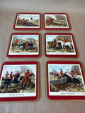 English Fox Hunting Cork Back Coasters - Set Of 6