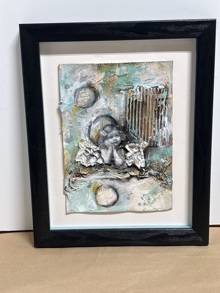 (C) Mixed Media Art in Shadow Box Frame ; Signed Donna