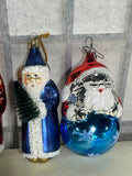 Santa Glass Ornament Lot, 4 pc
