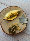 Trio of Enamel Autumn Leaf Brooches