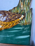 Metal & Wooden Artist Signed Hand Painted Hanging Peg Rack
