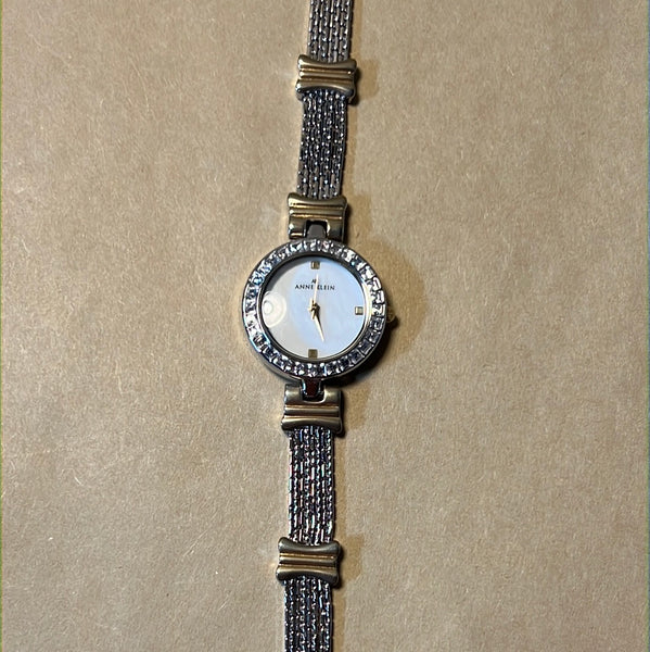 Anne Klein Silver/Gold Tone Watch with Faux Diamonds