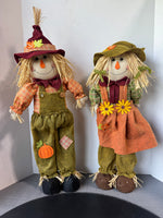 Burlap & Felt Plush Standing Scarecrow Couple
